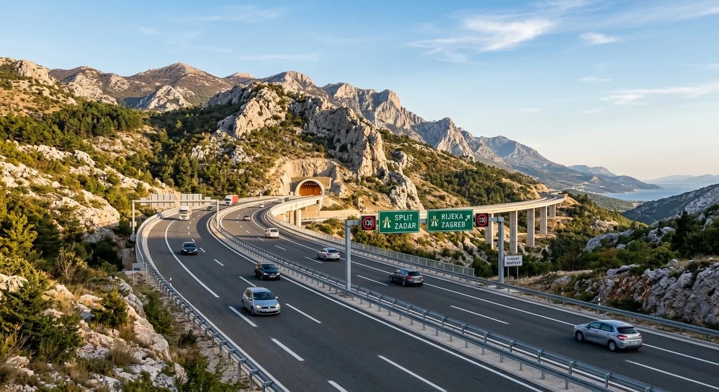 Coastal highway route between Split and Ljubljana along the Adriatic coast.